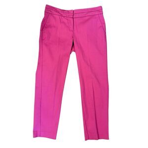 Larry Levine Slim Ankle Pants Sz. 8 Fuchsia Set In Waist Spring Stretch